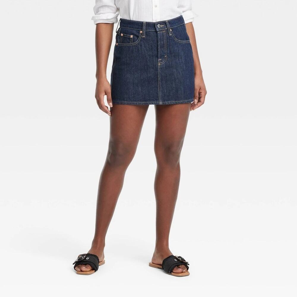 Universal Thread Womens Mid Rise Denim Mini Skirt Size 10 Dark Wash NWT
